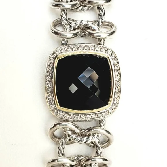 David Yurman Albion Chainmail Bracelet with 18k Gold, Black Onyx & Diamonds - Picture 4 of 9